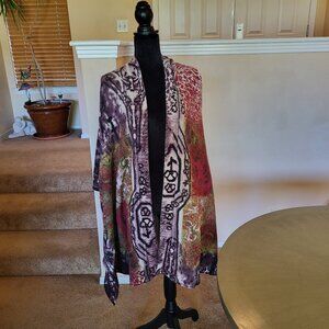 Soft Surroundings Ruana Printed Poncho Wool Cape Sweater- One Size Fits All